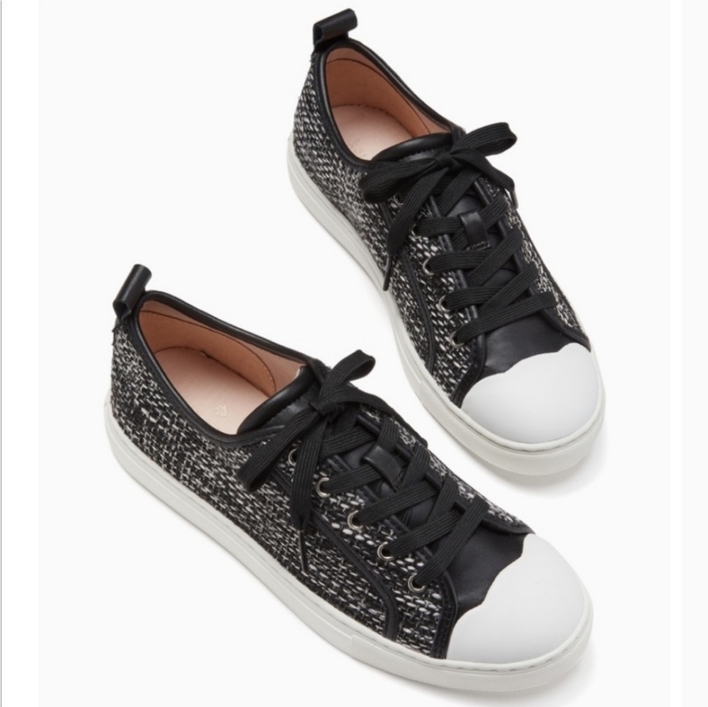 KATE SPADE Black White Tweed Sneakers Size 6